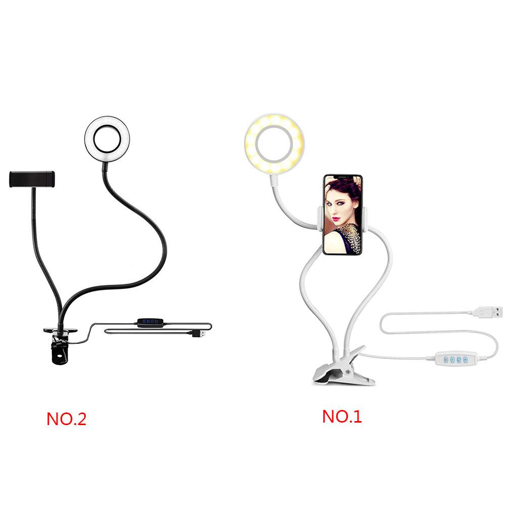 Selfie Flash Ring Light & Mobile Phone Holder Camera Long Arm USB Clip On