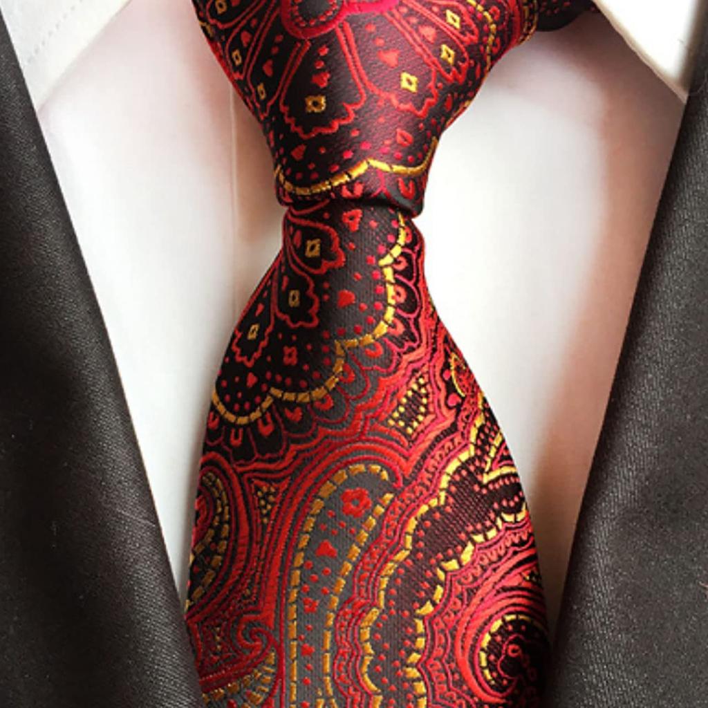 CHROME CRANE Men's Paisley Pattern Tie, Solid Color, Suitable for Suits, Business, Formal, and Casual Wear, NR005 (03. Blue)