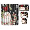 Christmas Shower Curtain Floor Mat Combination Four-Piece Set Bathroom Non-Slip Mat Toilet Absorbent Door Mat Carpet