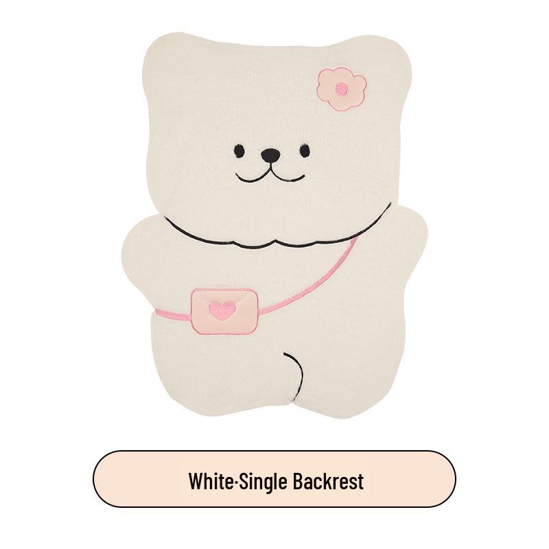 Plush Bear Winter Seat Cushion Set - Cute Cartoon Design, Warm & Tie-Free for Ladies