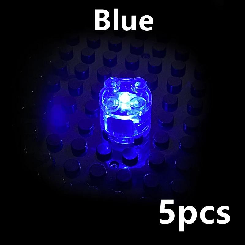 LED Light 5Pcs Brick Round 2x2 Dot Flash Color Light Emitting Classic Accessories Compatible Leduo Construction Building Blocks
