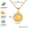 Dainty Zircon Rosary Virgin Necklace for Women Stainless Steel Round Pendant Necklaces Mary Prayer Jewelry Gift