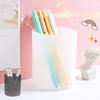 2pcs Desktop Transparent Round Plastic Pen Holder, Multifunctional Stationery Organizer, Student Pen Stand, Storage Tube