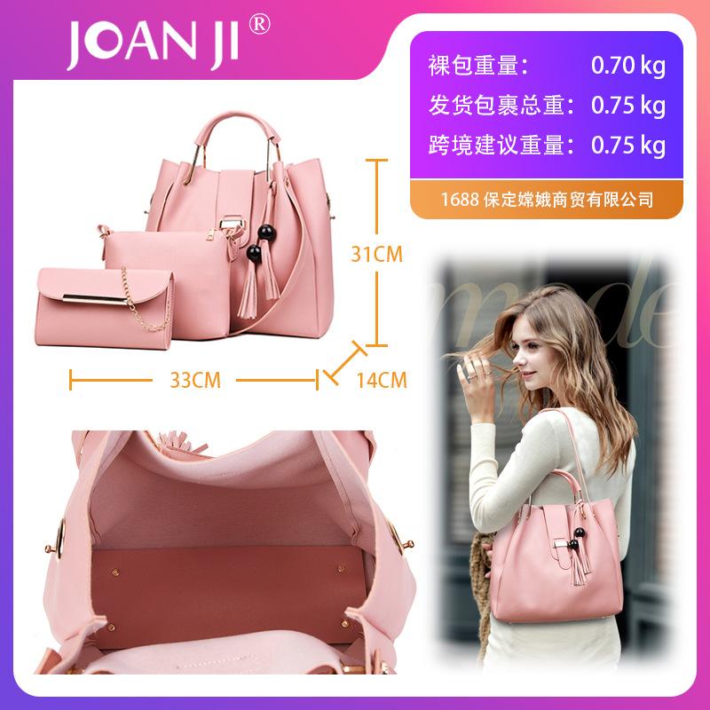 Solid color shoulder bag women's fringed messenger bag women's large-capacity handbag women's high-end bucket bag mother bag women