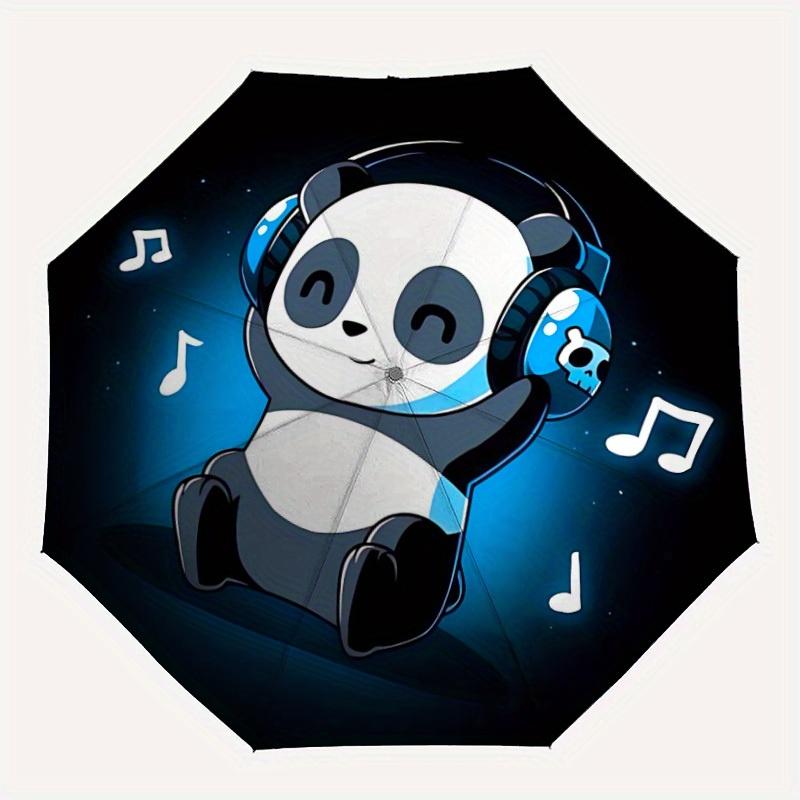 

1pc Panda Beats Auto Open/close, All-Season Portable Folding Umbrella for Women & Men, Travel, Everyday, Formal Events - Compact Luxury Parasol, Outdo