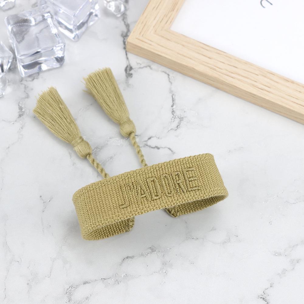 J'adore Bracelet: Embroidered Letter Tassel Wristband for Women & Couples