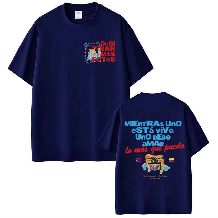 Rapper Bad Bunny Tshirt Debi Tirar Mas Fotos Dtmf Tour T Shirts Mens Clothing Women Fashion Hip Hop Summer Tshirt Streetwear