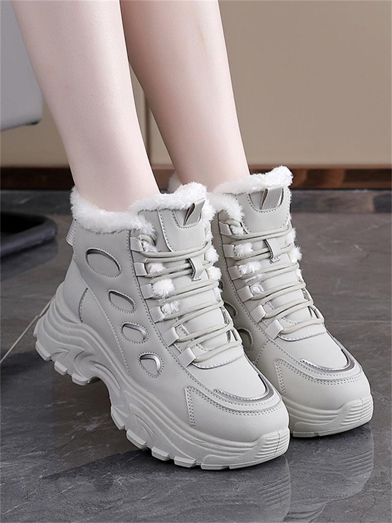 TUINANLE Winter Women's Plush Cotton Thick-Soled Dad Shoes - Warm & Sporty Super Plush Sneakers Ladies