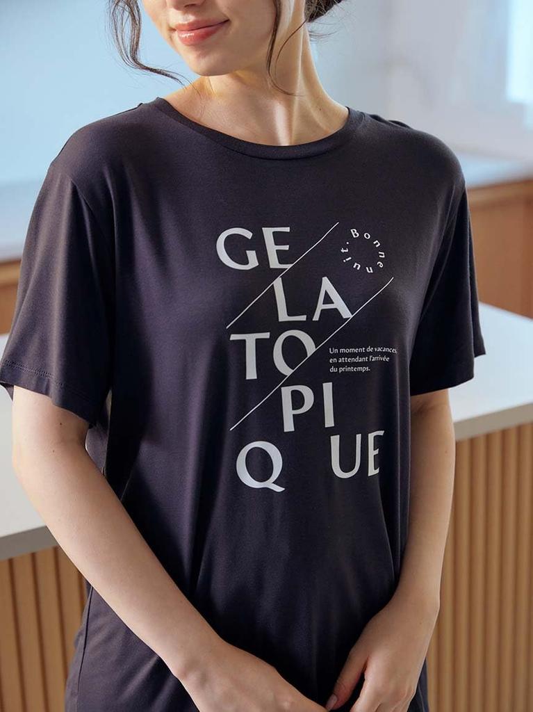 Gelato Pique Rayon Logo PWCT251232 DGRY Free Size T-Shirt Women's