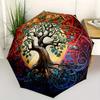 1pc Colorful Tree Design Automatic Portable Folding Umbrella with Durable Iron Frame and Plastic Handle, Suitable for All Seas