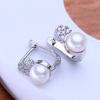 FENASY Natural Freshwater Pearl Earrings Silver Color Fashion Cubic Zirconia Clip Earrings for Women Birthday Gifts