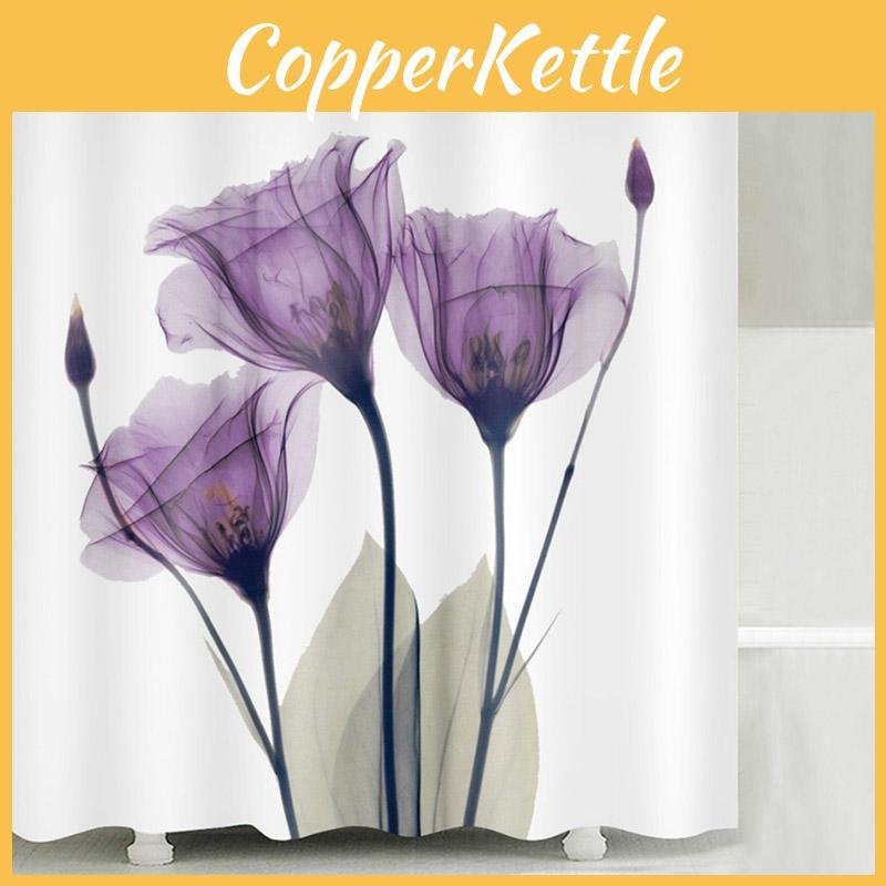 Versatile 3d Mart Waterproof Lotus Print Bathroom Polyester Shower Curtain Featuring 12 Hooks For Any Bathroom Style