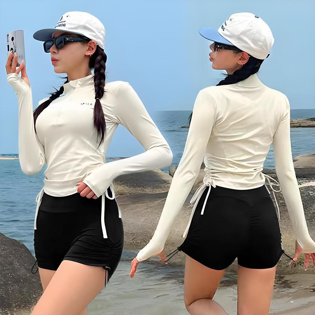 2025 Women's High-End Conservative Sports Swimsuit - Slimming & Sun Protective for Surfing