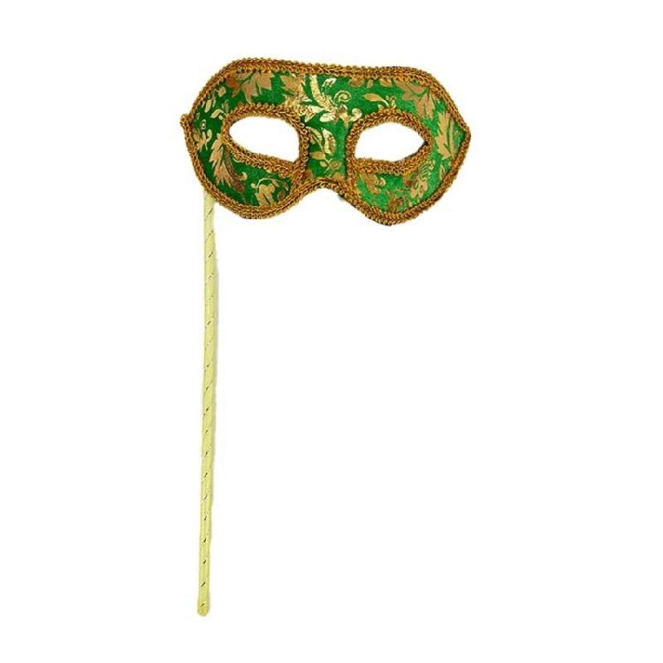 

Stylish Half Face Mask for Halloween Costume Carnival Mask Elegant Look Handheld Role Play Party Accessory зелений