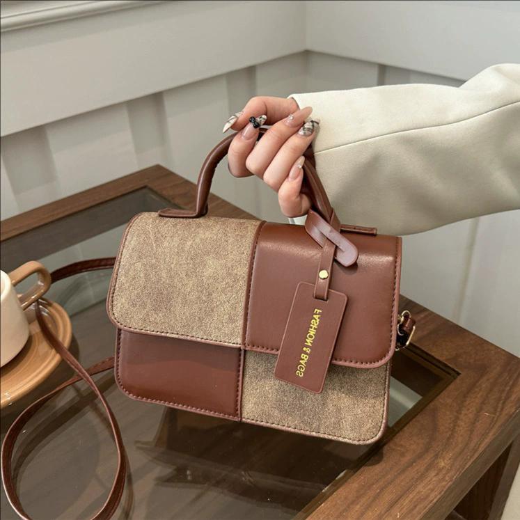 Women's Patchwork PU Leather Handbag, Trendy Versatile Crossbody Shoulder Bag for Daily Commute, Perfect Gift for Her