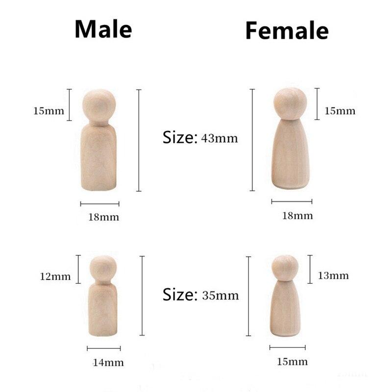 2pcs/5pcs Male/Female Doll Natural Wood Eco-friendly 35mm 43mm 55mm 65mm 75mm 90mm 120mm for DIY Crafts Woodcraft Jewelry Making Accessories