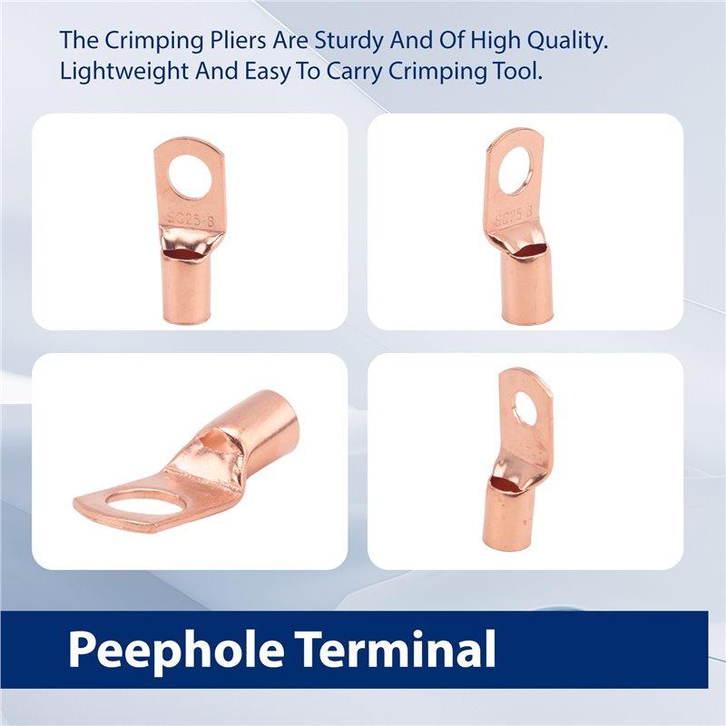 ABWR-70Pcs Wire Lug Connector Ring SC6-25 Copper Connectors Bare Cable Electric Crimp Terminal Connector Kit