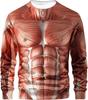 3D Funny Muscle Body Printed T-shirts Slim Oversized Round neck Long Sleeve T-shirts Ugly Chest Hair Tops