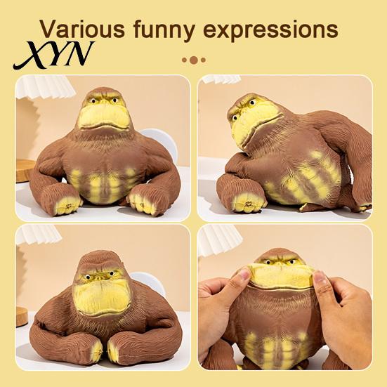 Kids Stress Relief Gadget Gorilla Squeeze Toy, Slow Rising Orangutan Fidget Portable Toy Anxiety Reduction Animal Shape Sensory for Adults Ball