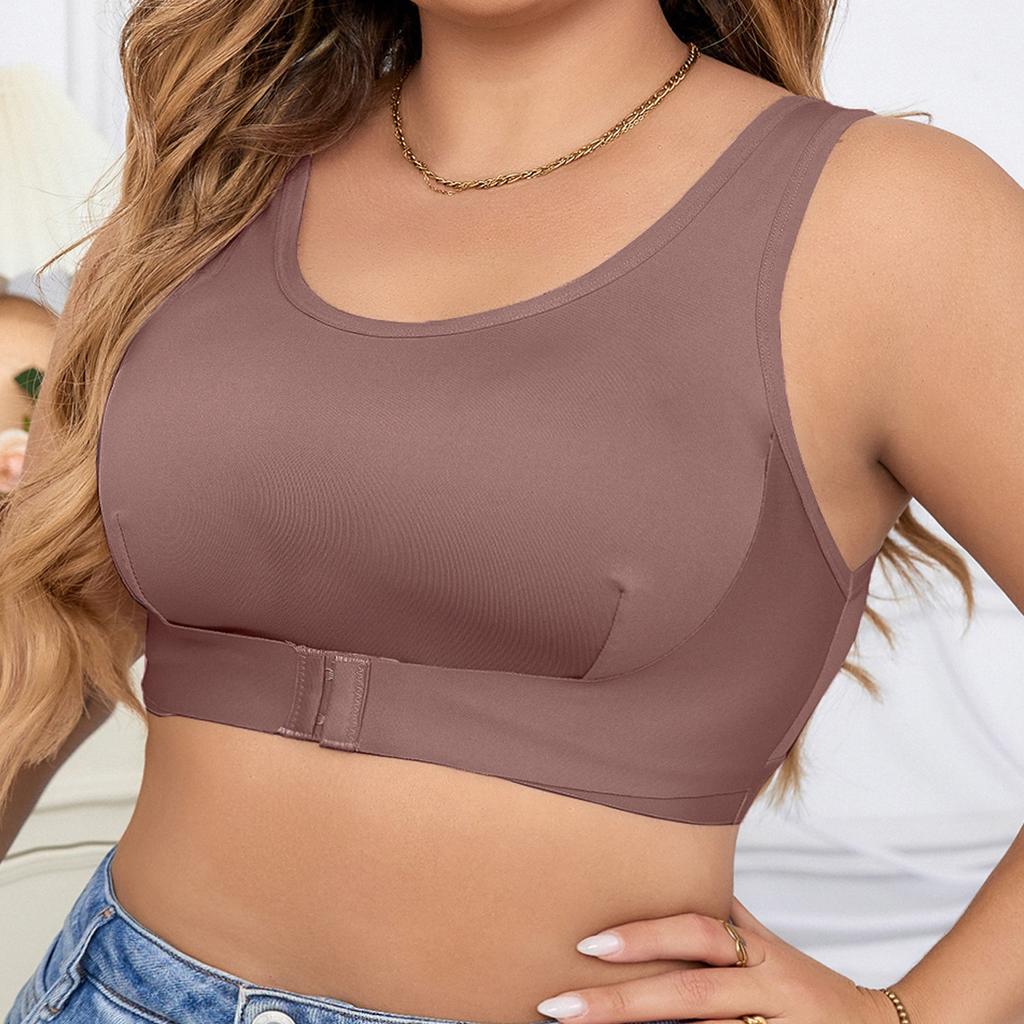 European and American Sports Large Size Comfortable No-rim Seamless Push-up Bra Front Buckle Adjustable Shape Beautiful Back Underwear