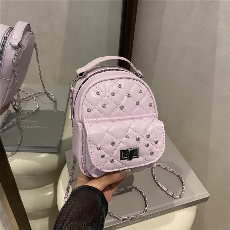 Fashion Portable Small Bag Women's New Diamond Chain Backpack Crossbody Casual Versatile Multi-purpose Bag