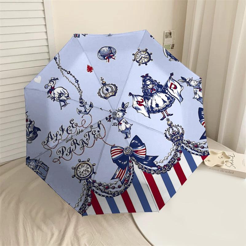 

1PC Alice and Pirates Umbrella-8-Rib Reinforced, Automatic Open, Lightweight & Durable, Cute Fashion Accessory for Outdoor-P78