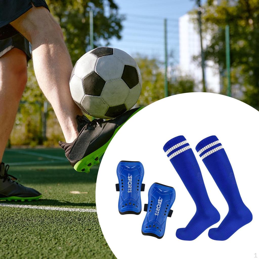 Soccer Shin Guards Protection Gear with Socks for All Ages, Comfortable Shockproof Calf