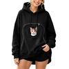 Women's Casual Long Sleeve Hooded Sweatshirt Top with Pet Pouch for Everyday Wear