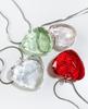 Circle Plastic Love Heart Necklace (Clear)