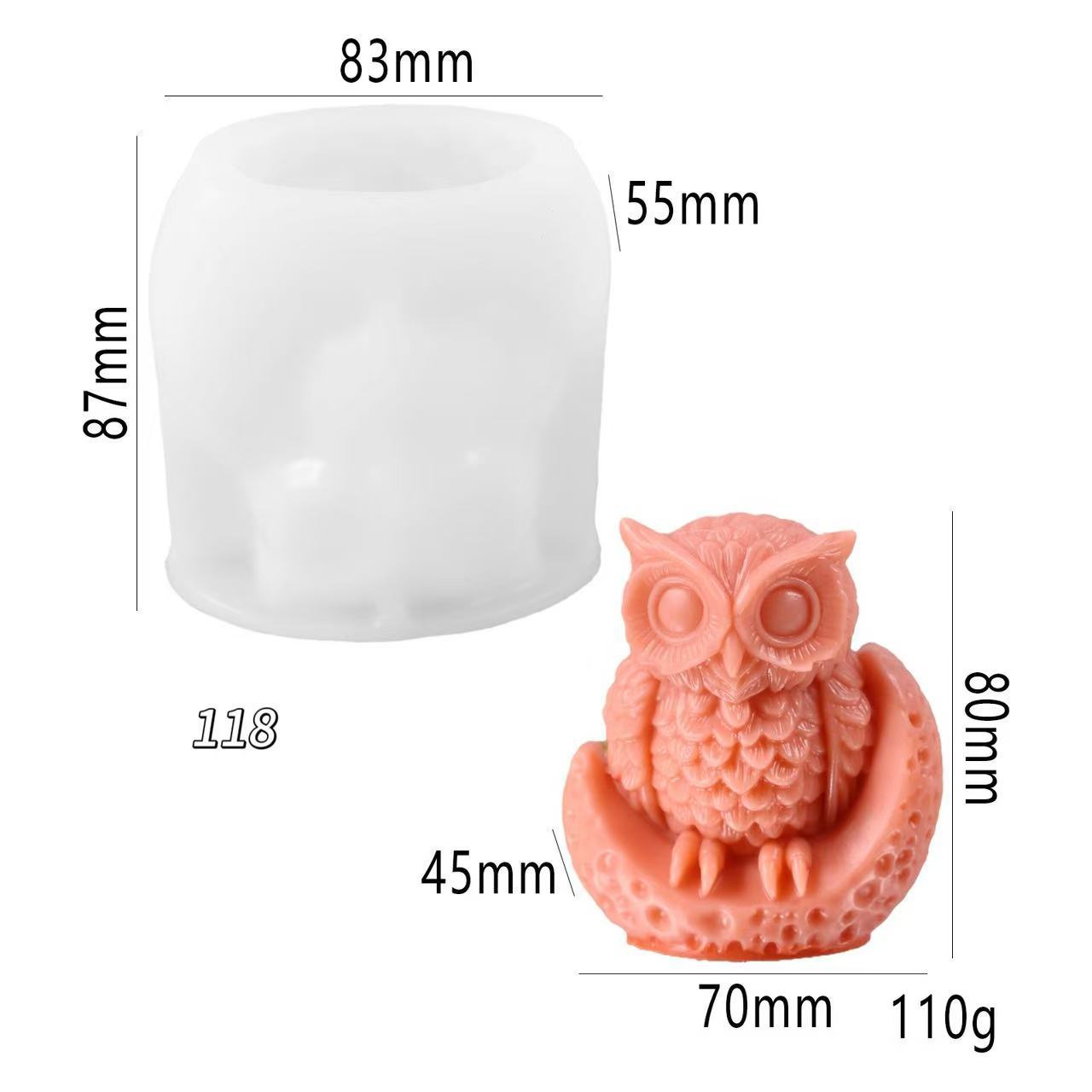 

DIY 3D Owl Silicone Candle Mold Night Owl Shape Craft Art Animal Shaped Silicone Soap Mold Craft Molds Handmade Candle Molds