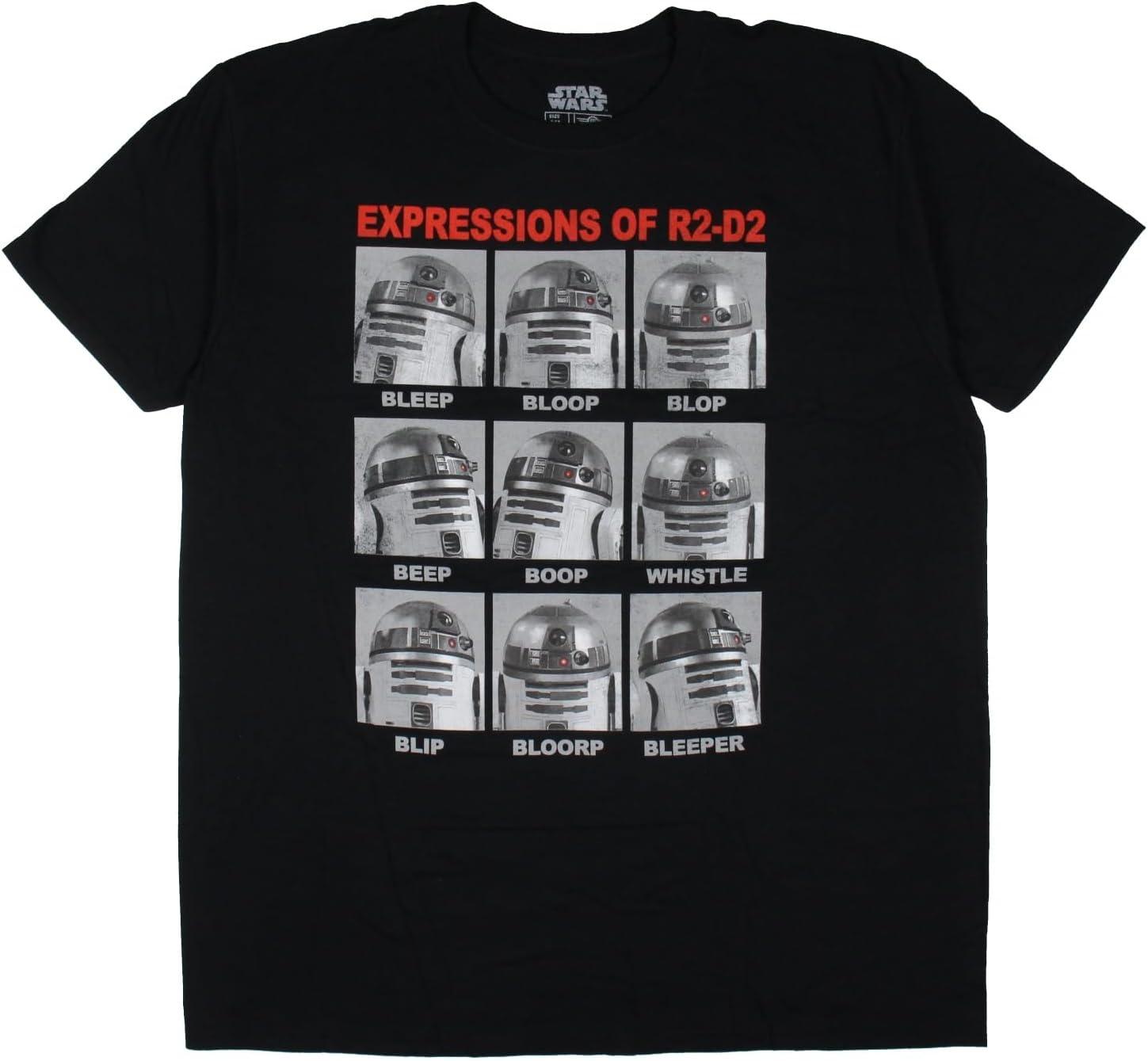 Star Wars Men s Expressions Of R2-D2 Character Grid Design Adult T-Shirt S