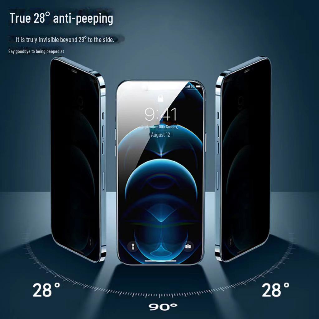 Anti-Peep Gehärtete Folie für iPhone 11/12/14 Pro/15, 28° Sichtschutz-Display