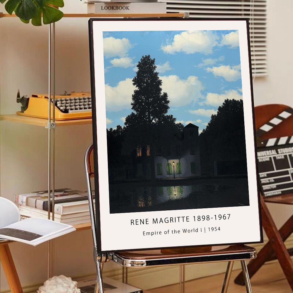 Scandinavian minimalist Rene Magritte surrealist Self-adhesive Art Poster Whitepaper Sticker DIY Room Bar Cafe Wall Decor