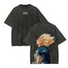 Anime Dragon Ball Z Vegeta Vintage Wash T-Shirt Short Sleeve Loose Sports Fitness T-Shirt Men's Harajuku Clothing Dragon Ball
