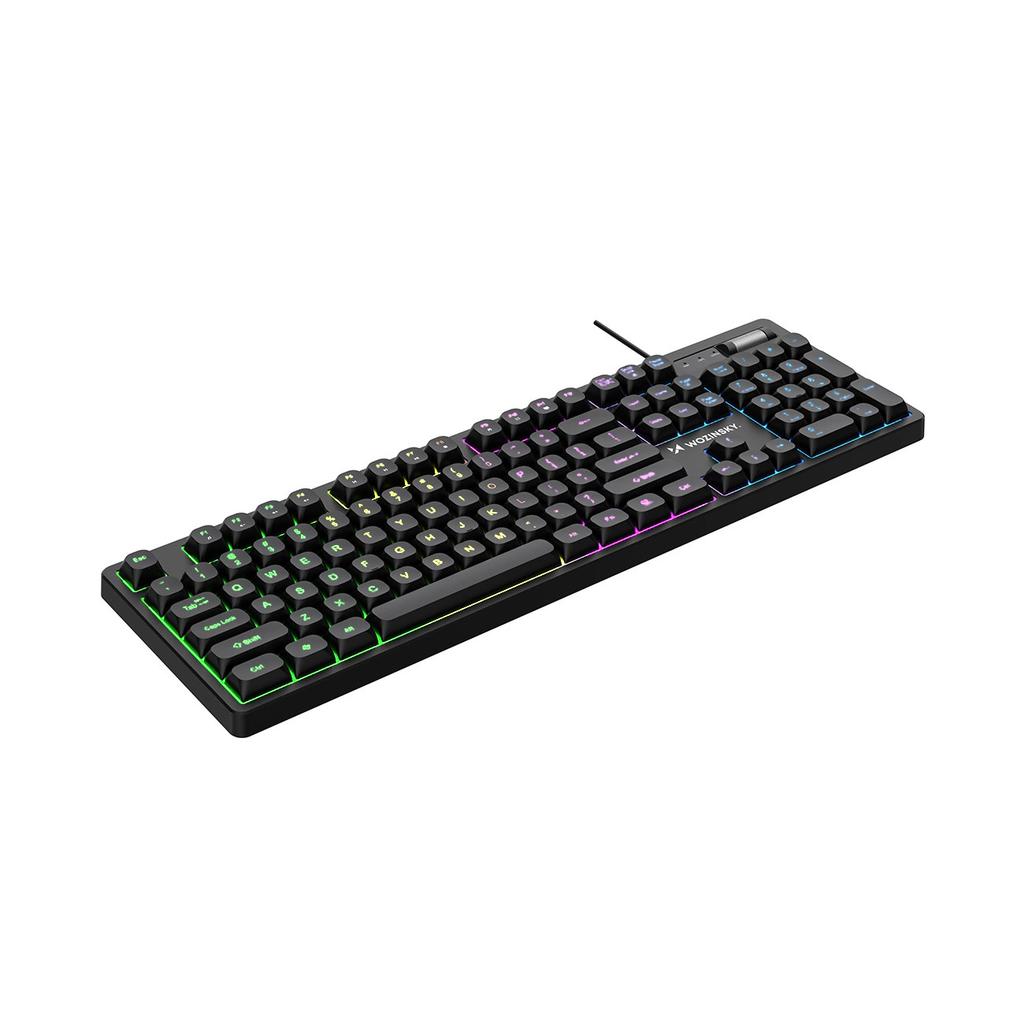 Klawiatura membranowa podświetlana z rolką gamingową RGB - czarna