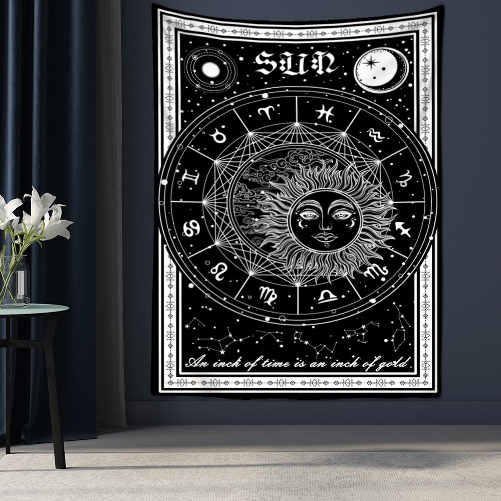 Compass Starry Sky Tarot Tapestry Wall Mount Sun Moon Hippie Tapiz Witchcraft Art Psychedelic Home Decor