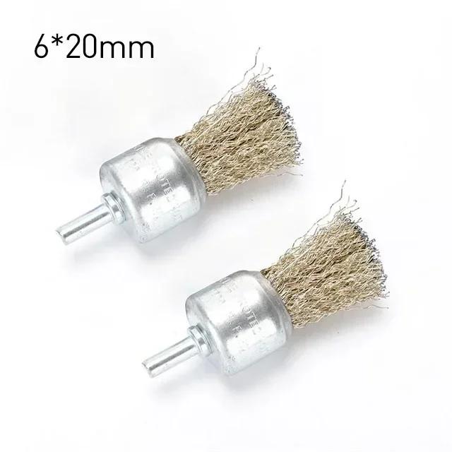 2PCS Copper Polishing & Cleaning Heads Rotary Tool 10/12/16/20/25/30mm Copper Wire Wheel Brush for Drilling Metal Rust Removal