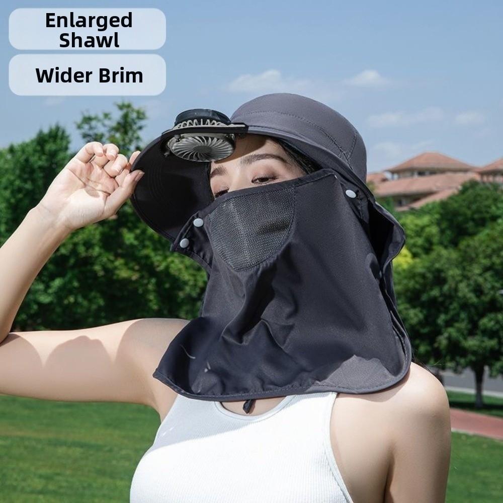 Chapéu Ventilador Solar de Aba Larga com Proteção Facial Chapéu de Pescador Chapéu Fashion com Proteção UV Roupa de Praia
