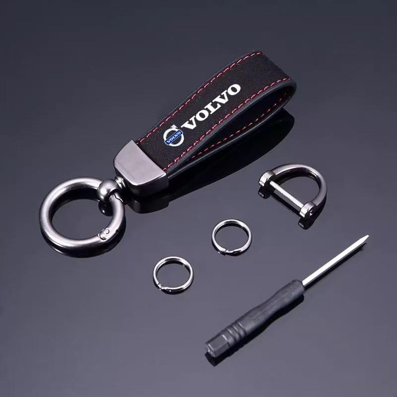 AAAZL1 Car Wheel Tire Valve Stems Cap Auto Badge Keychain Suede Keyring For Volvo XC90 V90 V60 XC60 V40 EC40 EX40 S80 S60 S90 C40 XC40