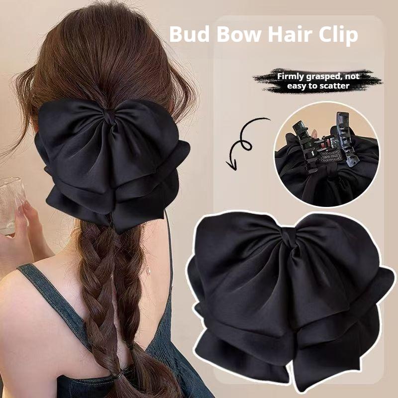 5pcs/set Women Hair Bows,Silky Satin Hair Clips for Girls,oversized Long Tail Hair Clips,large Cute and Aesthetic Hair Barrettes
