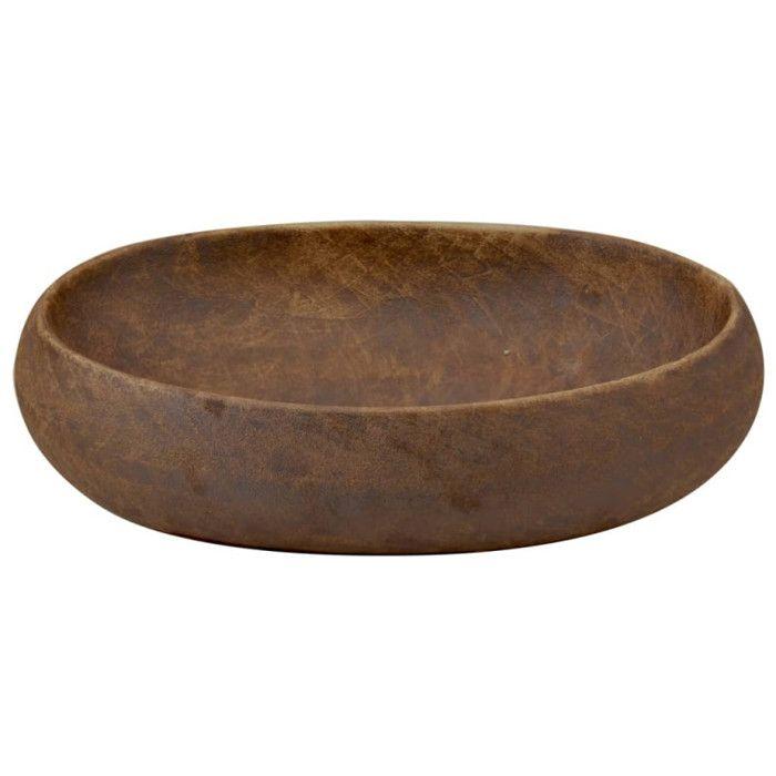 VidaXL Countertop Basin, Bathroom Sink with Drain Hole, Washbasin with Patterns Toilet Bathroom, Brown Oval 155084