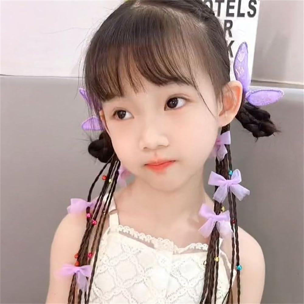 SITEDAN Kinder Haarverlängerungen, Geflochtene Perücke mit Band, für Mädchen, Pferdeschwänze, Zöpfe, Geflochtene Haarverlängerungen, Kostüme, Kinderveranstaltungen (Rosa)