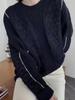 Retro Color Block Women's Pure Wool Cable Knit Sweater - Thick, Loose & Casual Winter Knitwear