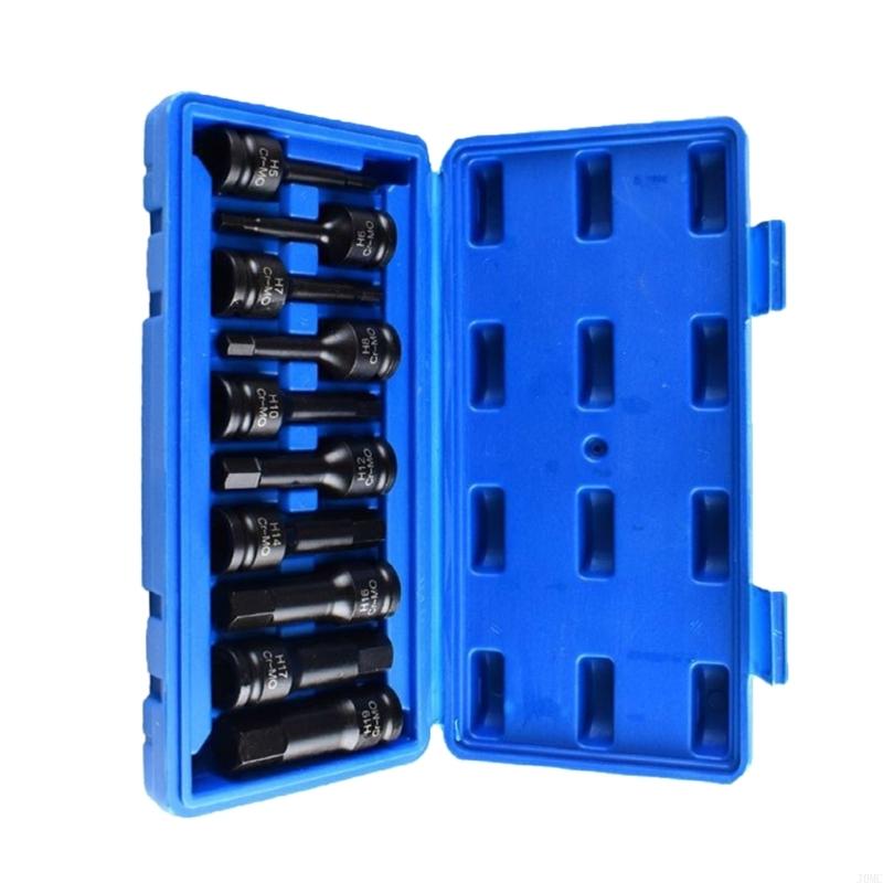 Industrial H 1/2Inch Pneumatic Wrench Drive Impact Socket Includes H5 H6 H8 H 10 H12 H14 H17 H19 Size Bit J0MC