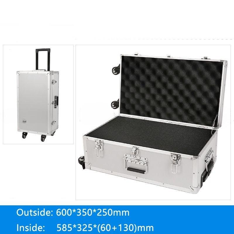 Aluminum Trolley Toolbox Shockproof Hardware Equipment Suitcase Instrument Protection Lockable Luggage Compartment