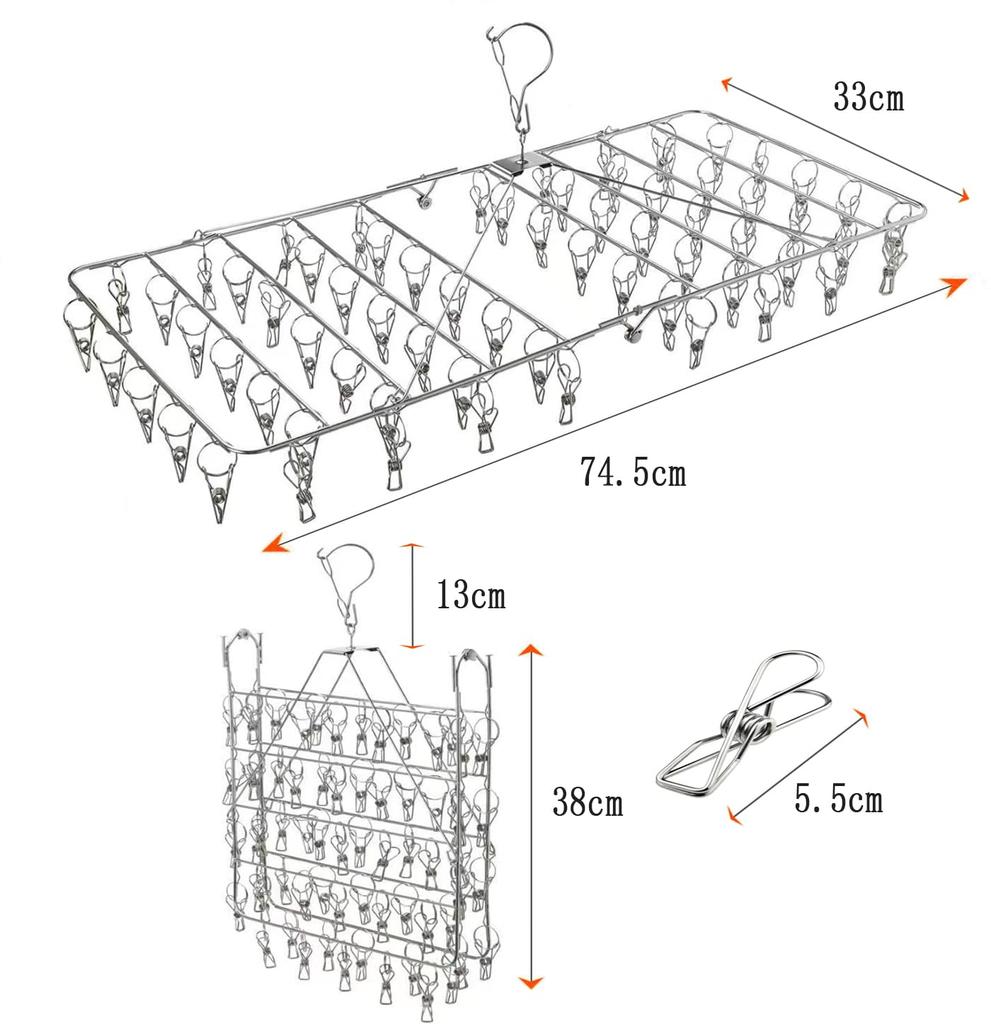 Stainless Steel Clothespins for Laundry and Stainless Steel 70 Easy To Large Capacity with 70 Clothespins 10 Spare Clothespins 70+10 Drying,