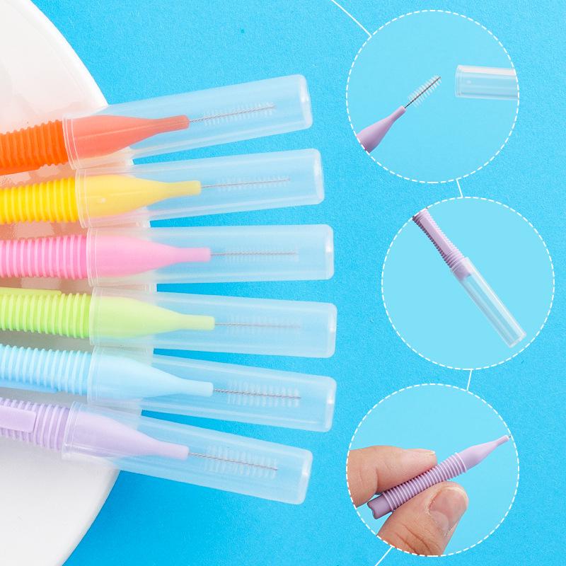 Zestaw szczoteczek międzyzębowych i ortodontycznych: 20 szczelin zębowych, mała brew, cylindryczne szczoteczki do rzęs - 20 sztuk