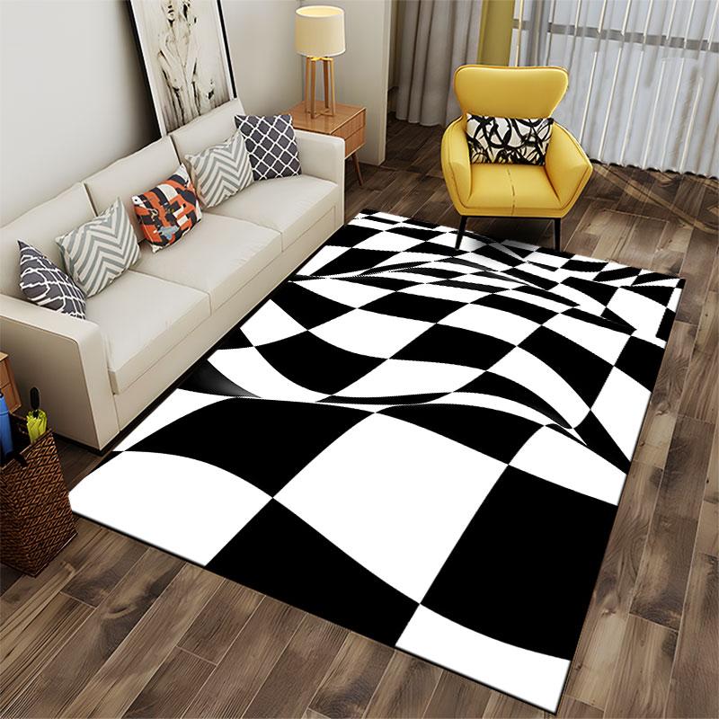 Black and White Checkered Carpet Suitable As a Non-slip Mat for the Living Room or Bedroom Sofa