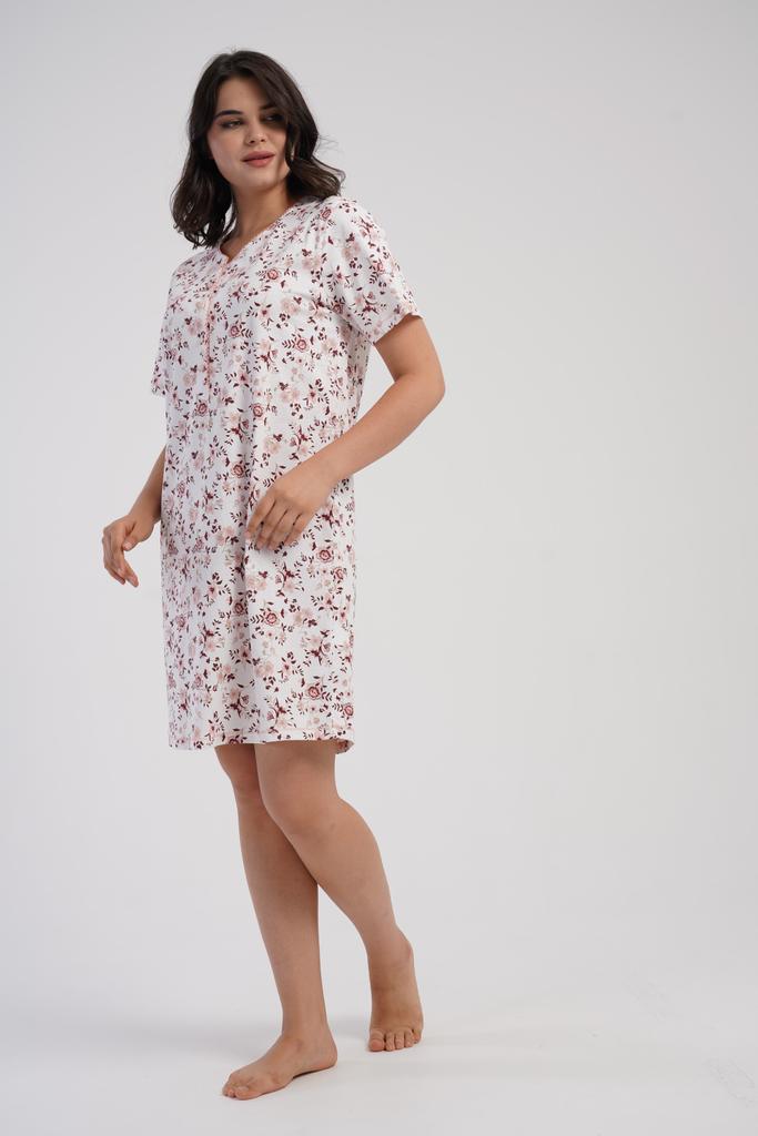 Koszula Nocna Damska Bawełniana Krótki Rękaw 4Xl Vienetta Elegancka Luźna