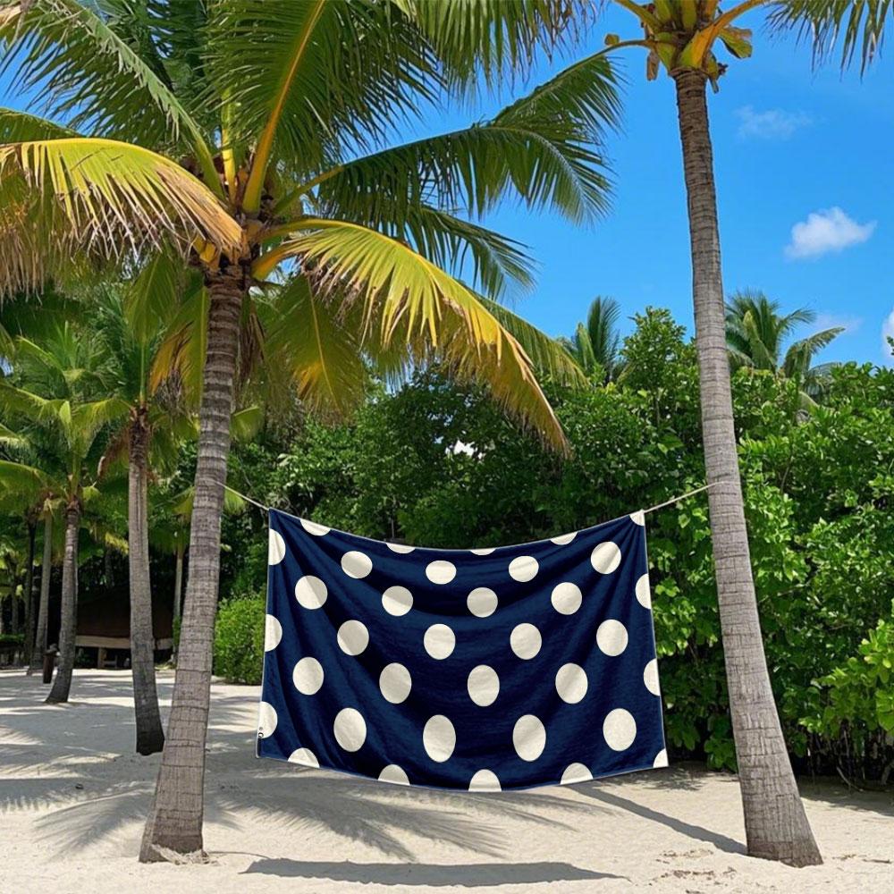 Dark Blue Polka Dots Quick Drying Bath Towel Microfiber Beach Towel Light Weight Swimming Camping Yoga Beach Out